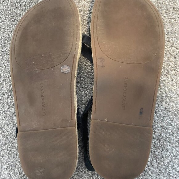 Lucky Brand Darli Espadrille Slingback Flat Sandal Black Leather Upper Size‎ 10 - Picture 4 of 7
